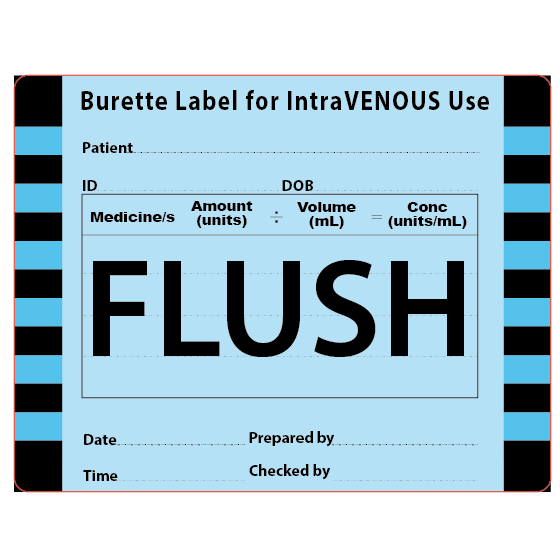 Burette Flush Label Mermed Medical Supplies